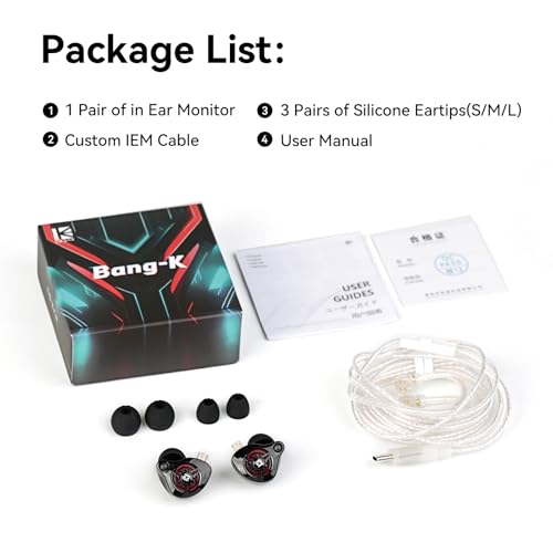 2026 Latest erabuds,KBEAR BK1 Wired Gaming Earbuds,10mm Single DD in Ear Monitor,HiFi Headset Wired Earbuds IEM Earphones with Detachable Cable for Gaming/Music/Video (White, 3.5 with mic) - color: F