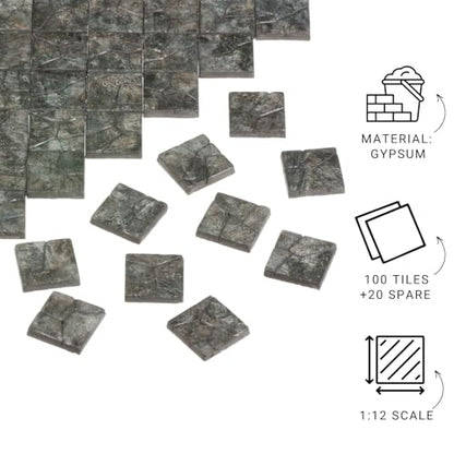 Dollhouse Miniature Paving Stones, Model Tiles | Set of 50 pcs for Fairy Gardens and Tabletop Terrain, REDUCIO! - color: Dungeon Floor Tiles