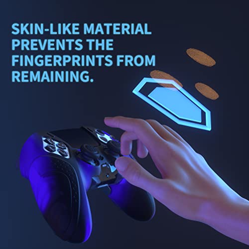 PlayVital Guardian Edition Anti-Slip Ergonomic Silicone Cover Case for ps5 Edge Controller, Soft Rubber Protector Skin for ps5 Edge Wireless Controller with Thumb Grip Caps - Blue & Black - color: Blue & Black