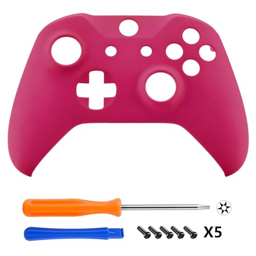 eXtremeRate Red Rose Faceplate Cover, Soft Touch Front Housing Shell Case, Comfortable Soft Grip Replacement Kit for Xbox One X & One S Controller Model 1708 - Controller NOT Included - color: Rose Red