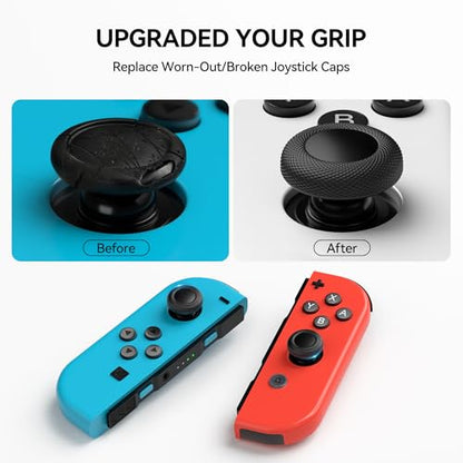 NEWDERY Replacement Thumb Grips for Nintendo Switch/OLED/Lite | 10PCS, Anti-Slip, Diamond Texture, TPU Grip Caps, Joystick Covers, Repair Accessories, for Nintendo Switch/OLED/Lite Joy-Con