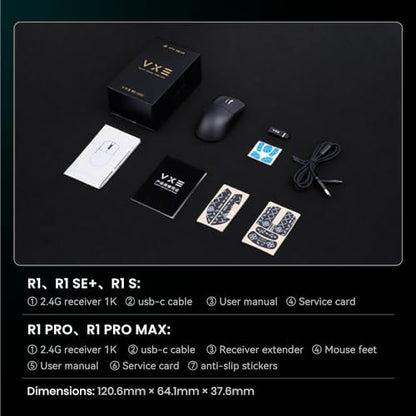 ATK VXE Dragonfly R1 Wireless Gaming Mouse, PAW3395 Sensor, DPI up to 26,000, 51g Lightweight, 40 Hr Battery Life, Tri-Mode 2.4G/Bluetooth/Wired - White - color: White, style: R1