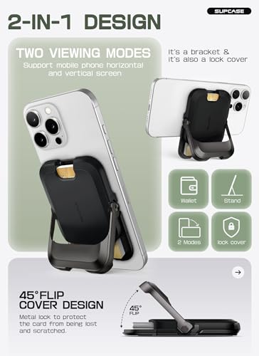 SUPCASE for MagSafe Wallet with Stand, Magnetic Wallet for Men Women, [Hold 6 Cards] [RFID Blocking] [Strong Magnetic Lock] Phone Stand Card Holder for iPhone 17/16/15/14/13/12 Series, Carbon Black - color: Carbon Black