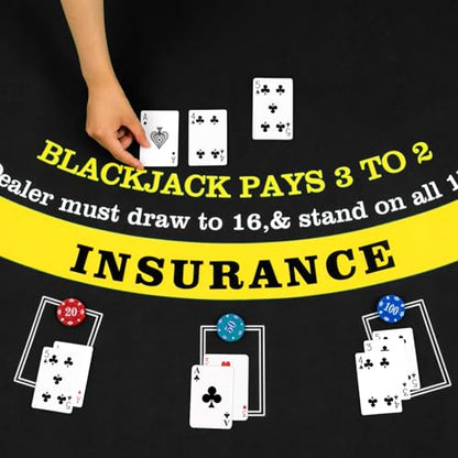 Aoriher Blackjack Game Combo Set, Include Blackjack Layout Felt,Shoe 6 Deck Automatic Card Shuffler Discard Holder Trays and 10 Cut Cards for Casino, Party Night(Black) - color: Black