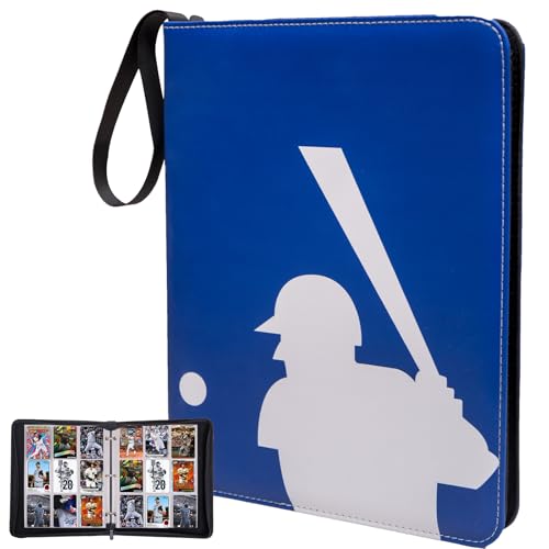 Baseball Card Binder, Sports Trading Card Binder 990 Pockets Card Holder Album with 55 Removable Sleeves, Double Sided Pocket Zipper Card Binder for MTC, TCG, Game Cards, Sports Cards