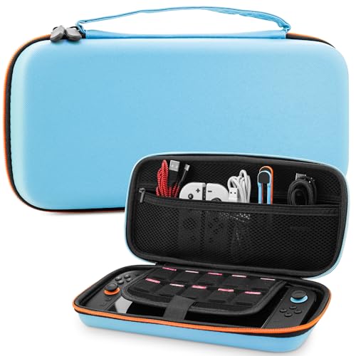 GLDRAM Blue Carrying Case for Nintendo Switch 2 (2025), Durable Hard Shell Protective Travel Bag with Expanded Accessory Compartment & Game Cartridge Case Portable Storage Pouch for Switch 2 - color: Blue