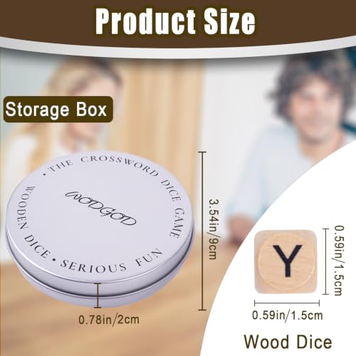 2 Set – The Crossword Dice Game Set, Wooden Letter Dice –Dice Game,Word Dice,Travel Game, Fun Multiplayer Word Game for Travel, Camping, and Family Night, with Portable Storage Boxes
