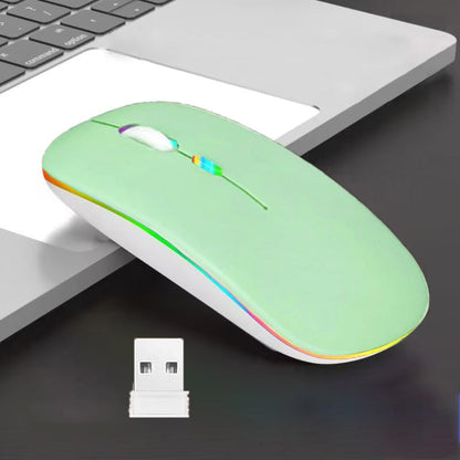 Guiheng Wireless Bluetooth Mouse,LED Dual Mode Rechargeable Silent Slim Laptop Mouse,Portable(BT5.2+USB Receiver) Dual Mode Computer Mice,for Laptop,Desktop Computer,ipad Tablet,Phone,TV (Green) - color: green
