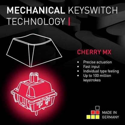 Cherry MX Board 3.0 S Wired Gamer Mechanical Keyboard with Aluminum Housing - MX Red Switches (Slight Clicky) for Gaming and Office - Customizable RGB Backlighting - Full Size - Black (Renewed)
