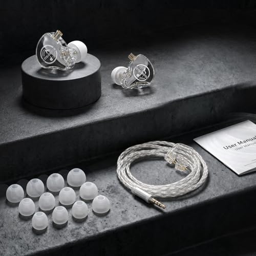in Ear Monitor, HiFi Headphones with Dual Magnetic Dynamic Driver, Clear | Hybrid Banlance Armature with Dynamic in Ear Headphones IEM Earphones Gaming Earbuds no Mic - color: KA10-Clear no Mic