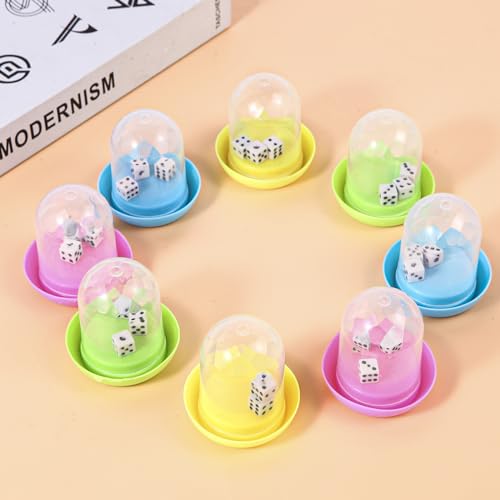 12 Pack Mini Dice Cup Set，Party Favors for Adults Kids Toddlers, Plastic Shaker Dice Game，Shaker Cup Desk Toys, Classroom Rewards, Carnival Prizes, Goodie Bag Stuffers, Treasure Box, Pinata Fillers