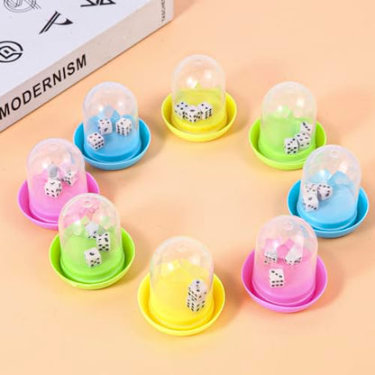 12 Pack Mini Dice Cup Set，Party Favors for Adults Kids Toddlers, Plastic Shaker Dice Game，Shaker Cup Desk Toys, Classroom Rewards, Carnival Prizes, Goodie Bag Stuffers, Treasure Box, Pinata Fillers