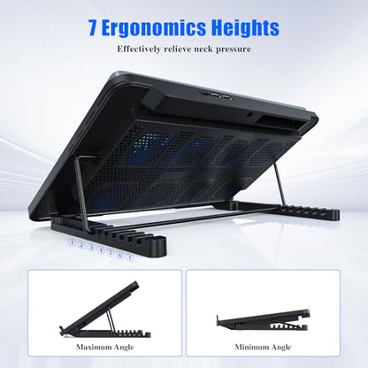 LIANGSTAR Laptop Cooling Pad, Laptop Cooler with 8 Quiet Fans for 12-17 Inch Gaming Laptop Fan Cooling Pad Stable Stand 7 Height & Wind Speed Adjustable, 2 USB Port & Phone Holder - color: 8 Fans