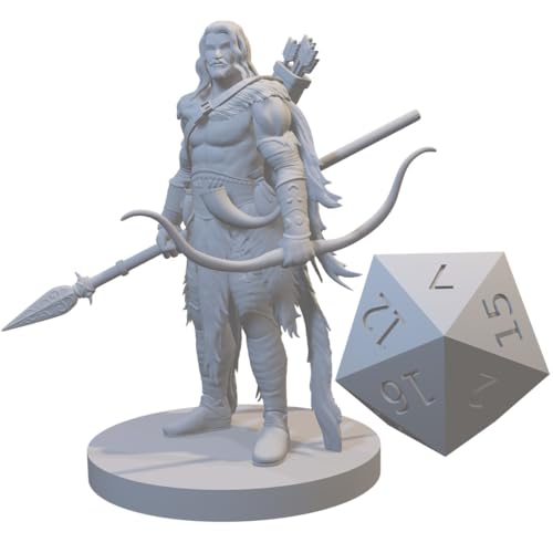 Ranger Miniatures for DND Pathfinder RPG Unpainted Resin 28mm-32mm 3D Printed (Human Male Ranger 7) - style: Human Male Ranger 7