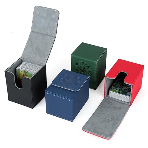 Arkeiliy Card Deck Box, 110+ Storage MTG Deck Box with 50 Pcs Card Sleeve, Collectible Trading Card Cases for Magic Commander and More (4 Pack) - color: 4 Pack