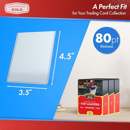 (40) Cardboard Gold - 80pt Top Loaders for Cards - Premium 3x4 Inch Trading Card Toploaders - Protect Your Sports Cards with These Crystal Clear Hard Plastic Sleeves Protectors - 25 Count Packs. - size: 1000 Count