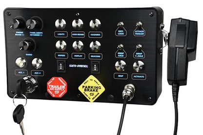 SIM-PANEL Classic 2 Button Box for ATS/ETS2 (American Truck Simulator/Euro Truck Simulator) (Premium Black Brushed Aluminum Finish with CB Communications) - style: Premium Black Brushed Aluminum Finish With CB Communications