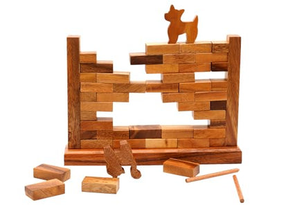 BSIRI Wooden Brick Wall Balancing Game | With Characters, Classic Brick Board Games - style: The Wall Game