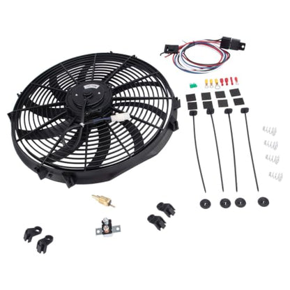 16" Universal Slim Fan 3500FCM Push Pull Electric Radiator 12V Mount Kit | Universal 16" Electric Fan,16" Cooling Fan