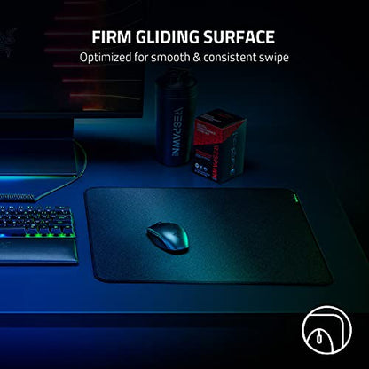 Razer Strider Hybrid Mouse Mat with a Soft Base & Smooth Glide, Black, L | Firm Gliding Surface, Anti-Slip Base, Rollable & Portable, Anti-Fraying Stitched Edges, Water-Resistant, Large - color: Classic Black, size: 15.8L x 17.7W inches
