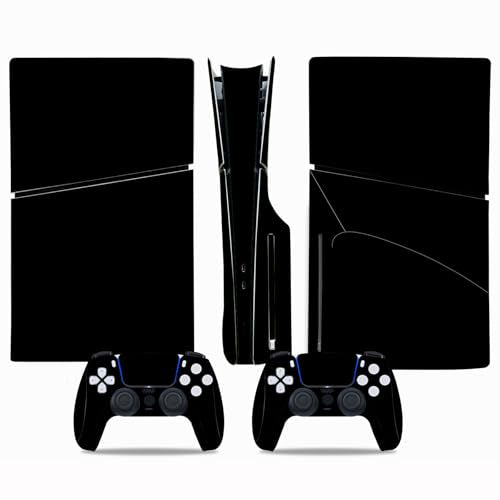 Console Skin Sticker Wrap Compatible with PS5 Slim Disc (Black) | Protective Vinyl Decal, Game Controller Cover - color: Black