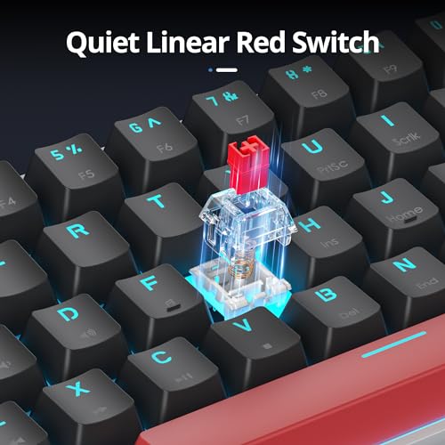 surmen 60% Mechanical Gaming Keyboard with Linear Red Switch, Wired Mini Compact Keyboard 60 Percent Backlit for Laptop Desktop PC Gamers （61 Black-Ice Blue） - color: 61 Black-Ice Blue