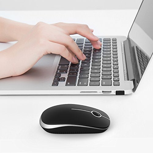 VssoPlor Wireless Mouse, 2.4G Slim Portable Computer Laptop Mouse with Nano Receiver Quiet Silent Optical Mice for Notebook, PC, Laptop, Computer-Black and Silver - color: Black and Silver