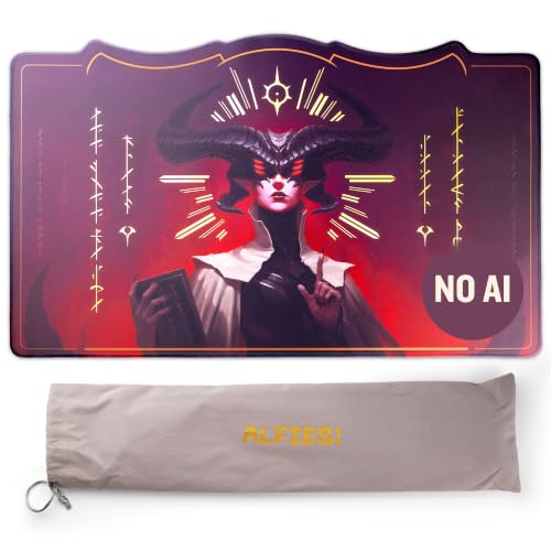 Alfies! The Whispering One – Legendary Crown Playmat | Hand-Foiled Gold Details | Perfect Trading Card Gift | Custom Shape Design | Compatible with Magic | MTG playmat
