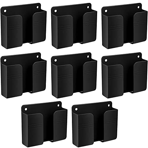 Jetec 8 Pieces Wall Mount Phone Holder Adhesive Remote Control Storage Box Wall Mount Charging Phone Stand Holder Adhesive Non Slip Media Organizer Storage Box for Bedroom Kitchen Bathroom (Black) - color: Black