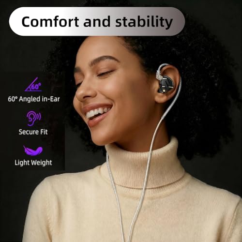 KZ ZS12 PRO 2 in Ear Monitor Headphones, 5BA+1DD 6 Hybrid Driver Gaming Earbuds Wired Earphones, HiFi Clarity Sound Immersive Bass IEMs for Gaming Musician Singer Audiophile (Black without Microphone) - color: Dark, style: without mic