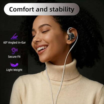 KZ ZS12 PRO 2 in Ear Monitor Headphones, 5BA+1DD 6 Hybrid Driver Gaming Earbuds Wired Earphones, HiFi Clarity Sound Immersive Bass IEMs for Gaming Musicians Singer Audiophile (Silver with Microphone) - color: Silver, style: with mic