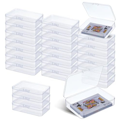 24pcs Plastic Playing Card Boxes,4.1 X 3 X 1 Inches Transparent Clip-On Playing Card Case,Trading Cards Storage Box for Men Women Collecting and Classifying