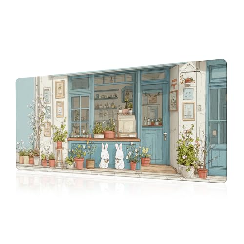 Cute Desk Mat Reading Desk Pad Mouse Mat XL, White Rabbit Mouse Keyboard Pad Anime Japanese Street Desktop Mat, Long Computer Mats Aesthetic Desk Accessory Reader's Home Decor 31.5x11.8 - color: Rabbit