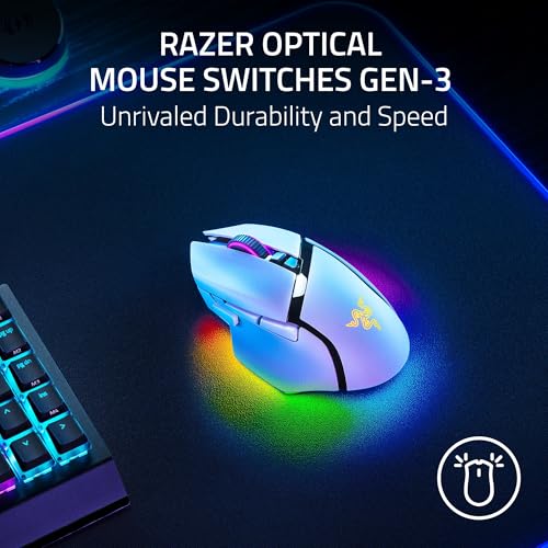 Razer Basilisk V3 Pro 35K Wireless Gaming Mouse, 140 Hr Battery, White | HyperScroll Tilt Wheel, 35K DPI Optical Sensor Gen 2, 13 Customizable Controls, Chroma RGB, Optical Switches Gen 3 - color: White