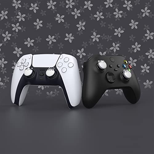 PlayVital Cute Thumb Grip Caps for ps5/ps5 Edge Controller, Joystick Caps for Switch 2 Pro/Switch Pro, Thumbstick Cover for Xbox Series X/S, Elite Series 2, Xbox One - Husky & Kitty, Light Gray - color: Husky & Kitty Light Gray