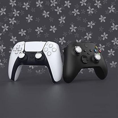 PlayVital Cute Thumb Grip Caps for ps5/ps5 Edge Controller, Joystick Caps for Switch 2 Pro/Switch Pro, Thumbstick Cover for Xbox Series X/S, Elite Series 2, Xbox One - Husky & Kitty, Light Gray - color: Husky & Kitty Light Gray