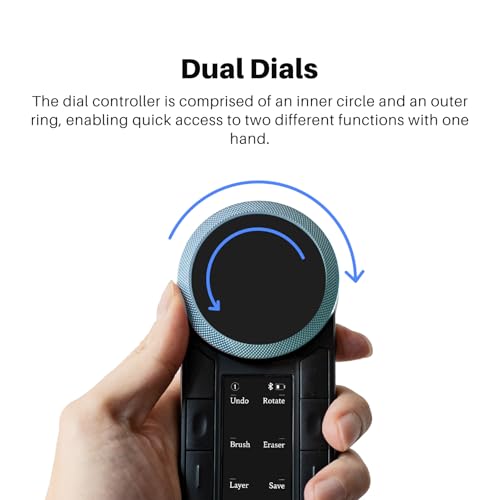 HUION Keydial Remote Bluetooth Macro Pad, 6-Set 8 Customized Keys & 2 Dial | Wireless Programmable Keypad, OLED Display, Work with PC, Mac, Mobile, One-Hand Shortcut Keyboard for Drawing Tablet, Laptops - size: Dual Bluetooth