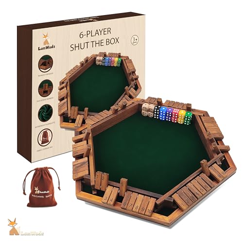 Shut The Box Game 나무 보드 게임, 1-6명의 플레이어용, 주사위 16개, 가정, 교실 또는 파티에서 성인 및 아동용 주사위 게임 - style: 6인용