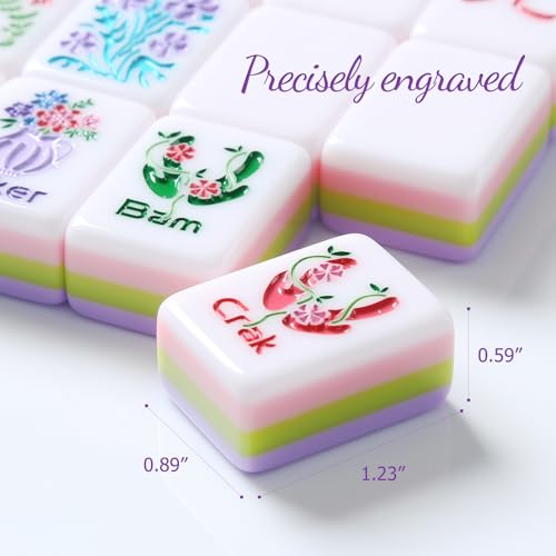 American Mahjong Set Complete, 160 Purple 4-Layer American Mahjong Tiles with Tile Bag, Storage Box & 4 Dice, Mahjong Game Set, Mah Jongg Set American, Travel Mahjong Tile Set for Western Mahjong - color: Purple-4