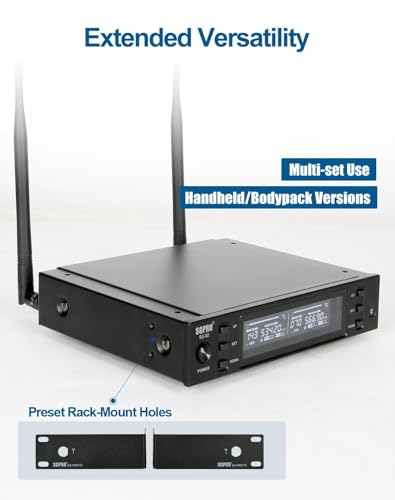 SGPRO SG-82HH Dual Handheld Wireless Microphone System, 520-590 MHz | Metal handheld mics and receiver, Adjustable UHF channels, Antenna diversity, Professional audio and events