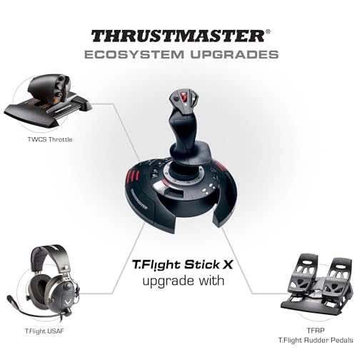 Thrustmaster T-Flight Stick X USB Ergonomic Flight Sim Joystick - PC | Plug and play, adjustable resistance, twist rudder, detachable throttle, 12 programmable buttons, weighted base, presets - style: PC (Stick Only)