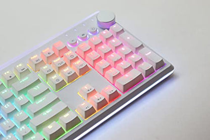 i-rocks K71M RGB Mechanical Gaming Keyboard with Media Control Knob, Switches (Brown), 107 Keys w/Full NKRO, PBT Keycaps, Multimedia Hotkeys, Detachable USB-C Cable and Onboard Storage, White - color: White, size: Switches (Brown)