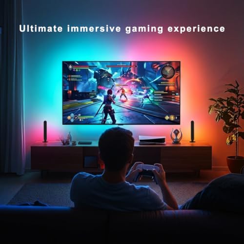 BASON LIGHTING Smart Light Bars, RGB LED Streaming Light with Music Sync, Bluetooth RGB-ICW Desk Light, Gaming Lights for PC, TV, Mood Lighting, USB Powered for Room Decoration.