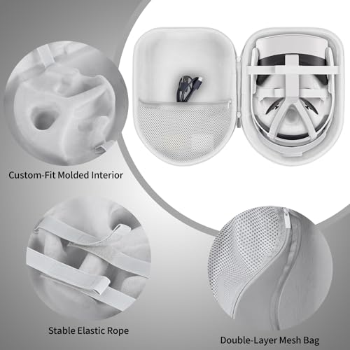 Storage Case Compatible with Meta Quest 3S / Quest 3 VR Headset | Lightweight Carry, Secure Storage, Convenient Zipper, Soft Interior,White Case - color: White