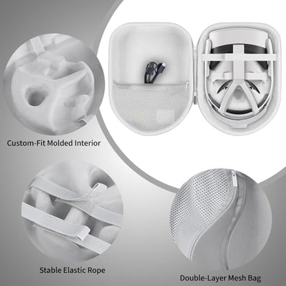 Storage Case Compatible with Meta Quest 3S / Quest 3 VR Headset | Lightweight Carry, Secure Storage, Convenient Zipper, Soft Interior,White Case - color: White