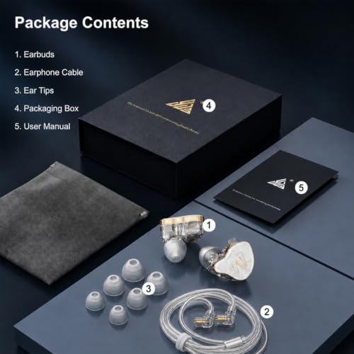 in Ear Monitor Headphones Hybrid 1BA+1DD HiFi Deep Bass IEM Earphones White | Hybrid Banlance Armature with Dynamic in Ear Headphones IEM Earphones Gaming Earbuds no Mic - color: QT820-White no Mic