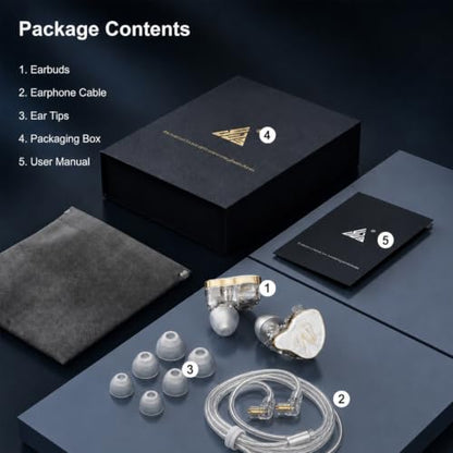 in Ear Monitor Headphones Hybrid 1BA+1DD HiFi Deep Bass IEM Earphones White | Hybrid Banlance Armature with Dynamic in Ear Headphones IEM Earphones Gaming Earbuds no Mic - color: QT820-White no Mic
