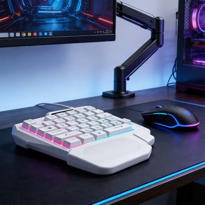 35 Keys One Handed Gaming Keyboard, Wired One-Handed Keypad with Mechanical Feel, Non Transparent Keycaps, Full N-Key Rollover, Ergonomic Wrist Rest, Plug and Play for PC Laptop Tablet (Black) - color: Black