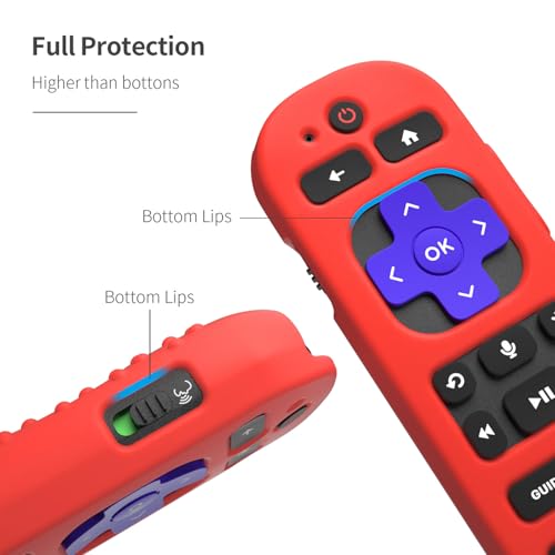 Silicone Case for Roku Voice Remote Pro 2nd Ed. - Protective Shockproof Skin with Lanyard (Red) - color: red
