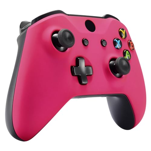 eXtremeRate Red Rose Faceplate Cover, Soft Touch Front Housing Shell Case, Comfortable Soft Grip Replacement Kit for Xbox One X & One S Controller Model 1708 - Controller NOT Included - color: Rose Red